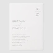 黒モダンモノグラ結婚ム ベラム紙招待状 (正面)