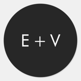 黒モダンモノグラ結婚ム ラウンドシール