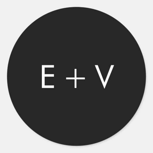 黒モダンモノグラ結婚ム ラウンドシール (正面)