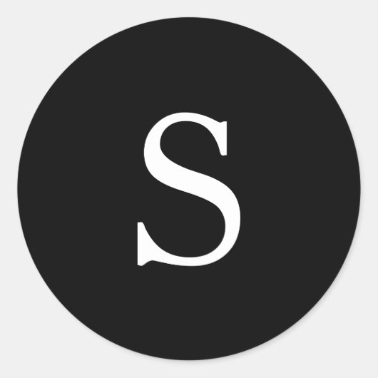 黒モダンモノグラ結婚ム ラウンドシール (正面)