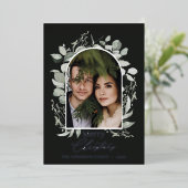 黒モダンユエレガントーカリ緑のアーチ写真 箔シーズンカード (立ち正面)