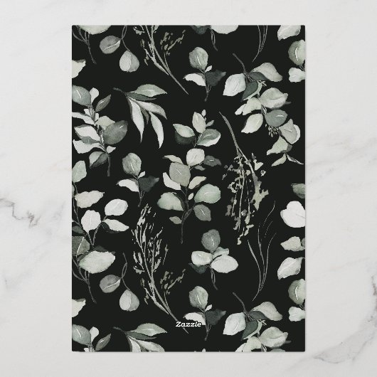 黒モダンユエレガントーカリ緑のアーチ写真 箔シーズンカード (裏面)