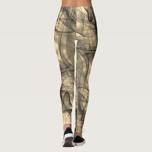 黒モダンユニーク煙シャドー不気味ハロウィン レギンス (裏面)