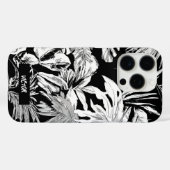 黒モダンユニーク白の熱帯リーフカスタム Case-Mate iPhoneケース (裏面 (横))