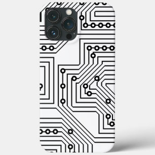 黒モダンレトロコンピュータ回路基板パターン iPhone 13 PRO MAXケース