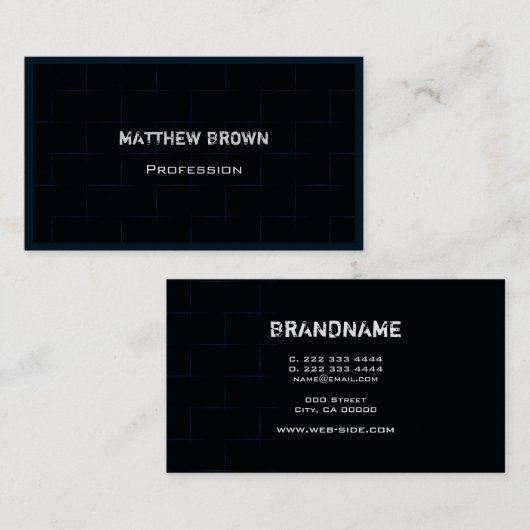 黒モダンレンガのパターンエレガントプロフェッショナル 名刺 (正面/裏面)