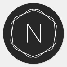 黒モダン一文字八角形ラウンド