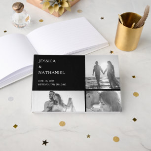 黒モダン三コラージュ結婚ズ ゲストブック