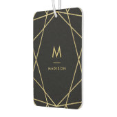 黒モダン上の金ゴールド幾何学的パターン |モノグラム カーエアーフレッシュナー (左)