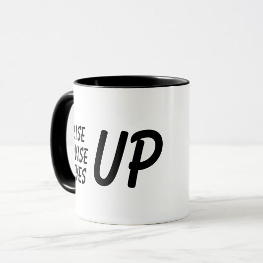 黒モダン上昇ワイズアイズアップ引用文 マグカップ (正面左)