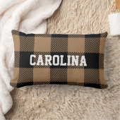 黒モダン丹水牛チェック ランバークッション (ブランケット)