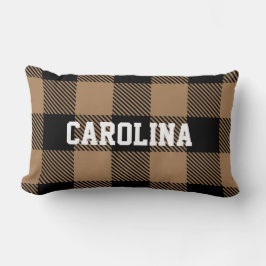 黒モダン丹水牛チェック ランバークッション