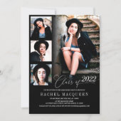 黒モダン五コラージュ卒業パーティー 招待状 (正面)