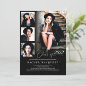 黒モダン五コラージュ卒業パーティー 招待状 (スタンド正面)