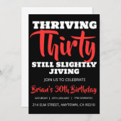 黒モダン人シンプル大人30歳の誕生日の招待状 招待状 (正面/裏面)