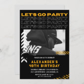 黒モダン人写真48歳 招待状 (正面/裏面)