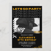 黒モダン人写真57歳 招待状 (正面/裏面)