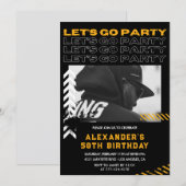 黒モダン人写真58歳 招待状 (正面/裏面)