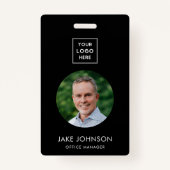 黒モダン人従業員QRコードバッジ バッジ (正面)