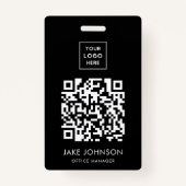 黒モダン人従業員QRコードバッジ バッジ (裏面)