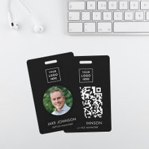 黒モダン人従業員QRコードバッジ