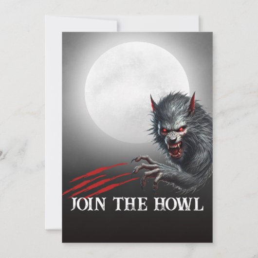 黒モダン人狼任意の年齢の誕生日パーティー 招待状 (裏面)