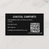 黒モダン休暇レンタルQRコード 名刺 (裏面)