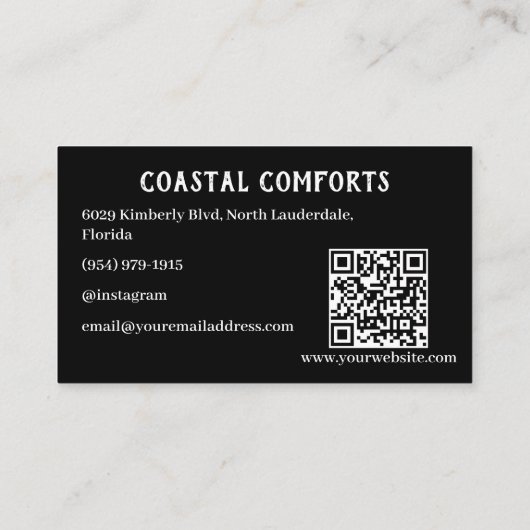 黒モダン休暇レンタルQRコード 名刺 (裏面)