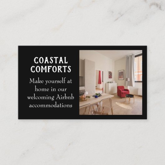 黒モダン休暇レンタルQRコード 名刺 (正面)