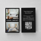 黒モダン休暇レンタルQRコード 名刺