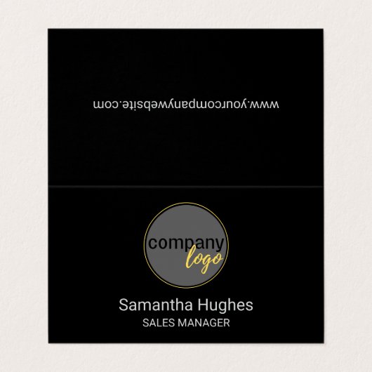 黒モダン会社ロゴ折り畳み名刺 名刺 (外部フラット)