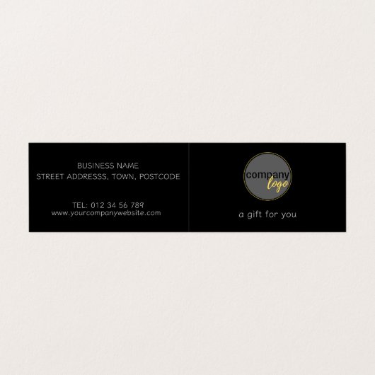 黒モダン会社ロゴ折返しギフト券 名刺 (外部フラット)