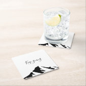 黒モダン保行シンプルき スクエアペーパーコースター (インサイチュ)