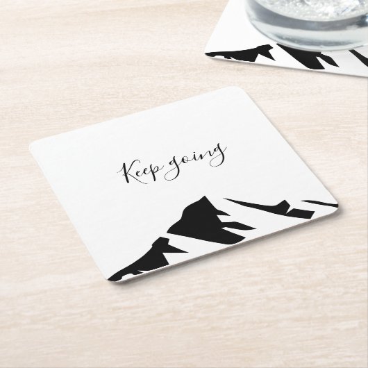 黒モダン保行シンプルき スクエアペーパーコースター (アングル)