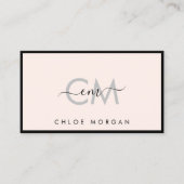 黒モダン光ピンク文字シグネチャーモノグラム 名刺 (正面)