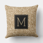 黒モダン光金ゴールドグリッターテクスチャモノグラム クッション (裏面)