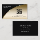 黒モダン光金ゴールドQRエレガントプロフェッショナル 名刺 (正面/裏面)