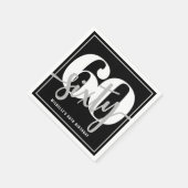 黒モダン六十バースデーパーティー スタンダードカクテルナプキン (角)