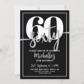 黒モダン六十バースデーパーティー 招待状 (正面)