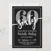 黒モダン六十バースデーパーティー 招待状 (正面)