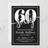 黒モダン六十バースデーパーティー 招待状 (正面)