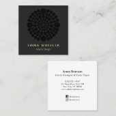黒モダン円エレガントモチーフ内装デザイン スクエア名刺 (正面/裏面)