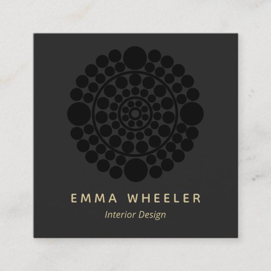 黒モダン円エレガントモチーフ内装デザイン スクエア名刺 (正面)