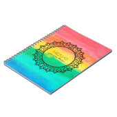 黒モダン円マンダラ水彩背景 ノートブック (左側)