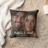 黒モダン写パーソナライズされた真バレンタイン クッション (ブランケット)