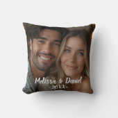 黒モダン写パーソナライズされた真バレンタイン クッション (正面)