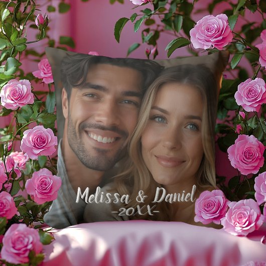 黒モダン写パーソナライズされた真バレンタイン クッション