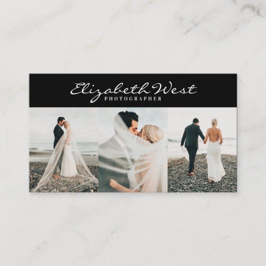 黒モダン写真トレンディー写真書道 名刺 (正面)