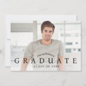 黒モダン写真卒業パーティー 招待状 (正面)