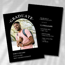 黒モダン写真卒業2025 招待状